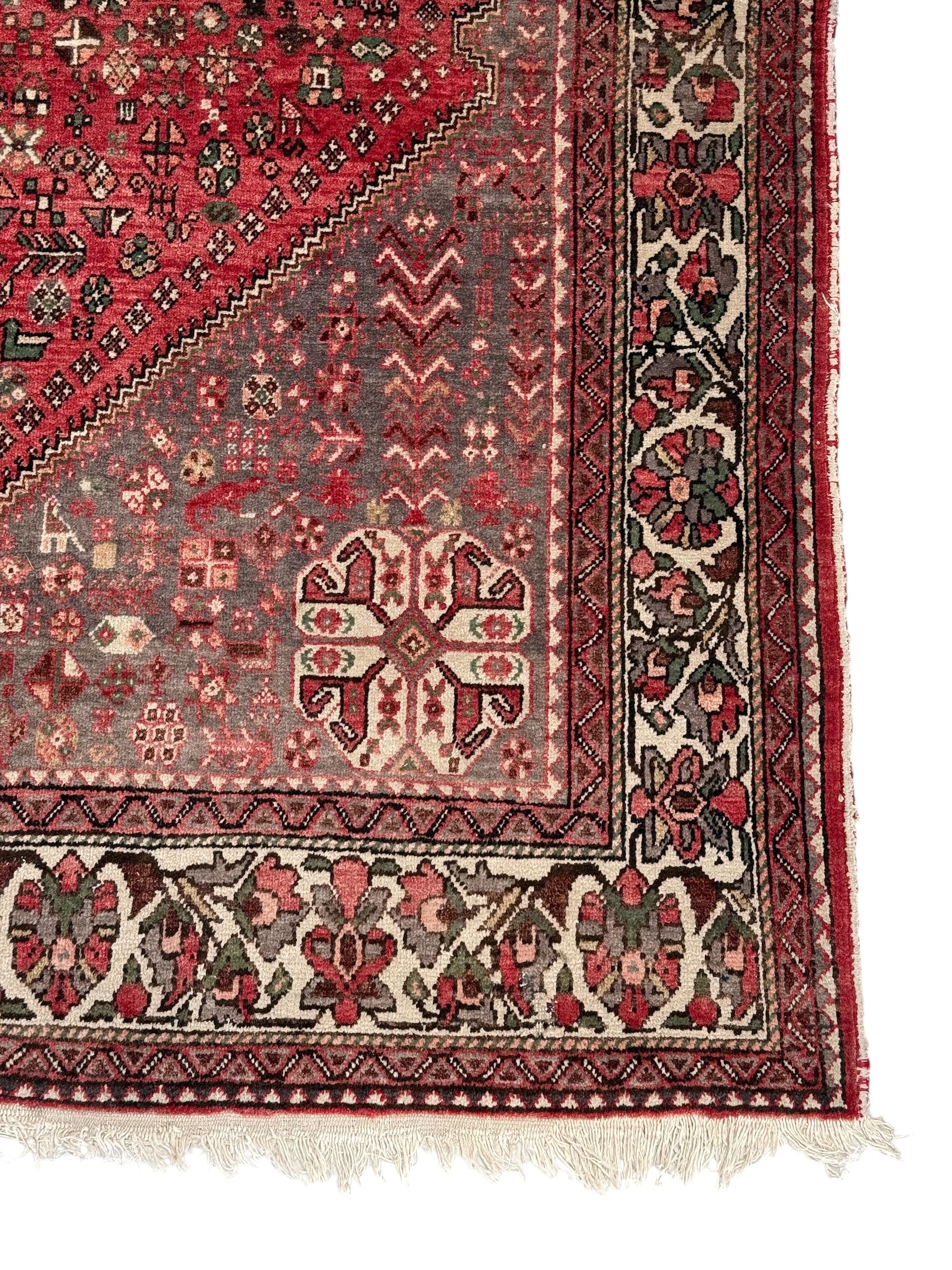 Antique Persian Heriz Rug in Red and Grey Tones, Handwoven Wool
