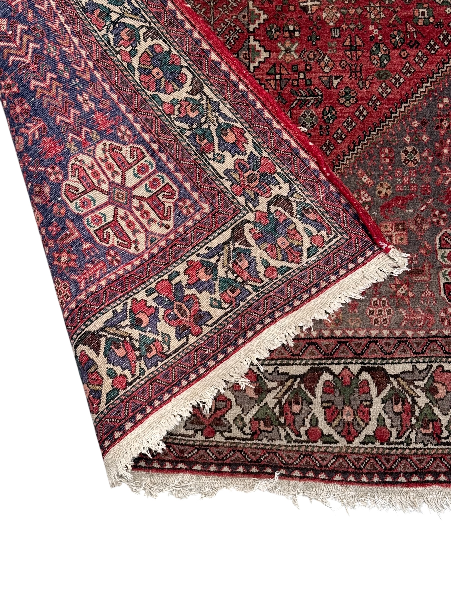 Antique Persian Heriz Rug in Red and Grey Tones, Handwoven Wool - Image 4