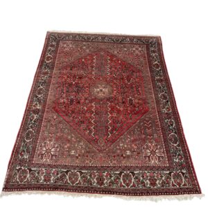 Antique Persian Heriz Rug in Red and Grey Tones, Handwoven Wool
