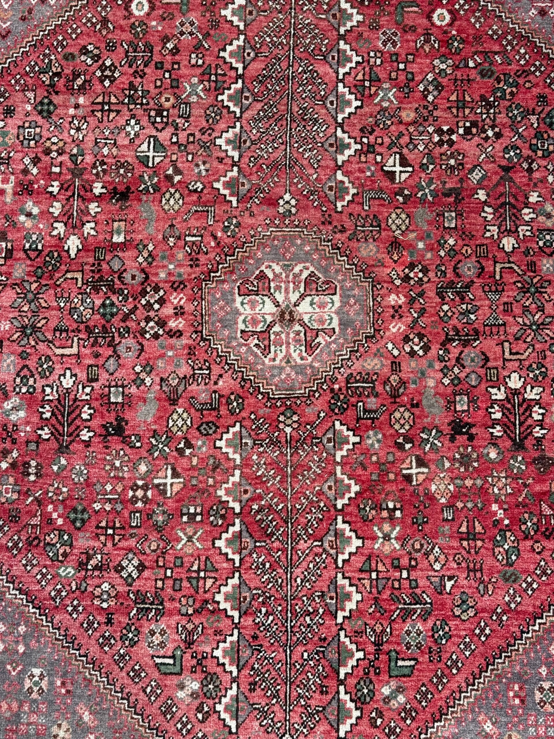 Antique Persian Heriz Rug in Red and Grey Tones, Handwoven Wool