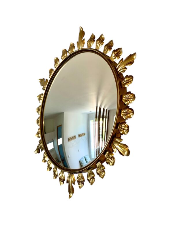 Convex Gilt Metal Sunburst Mirror