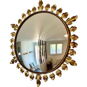 Convex Gilt Metal Sunburst Mirror