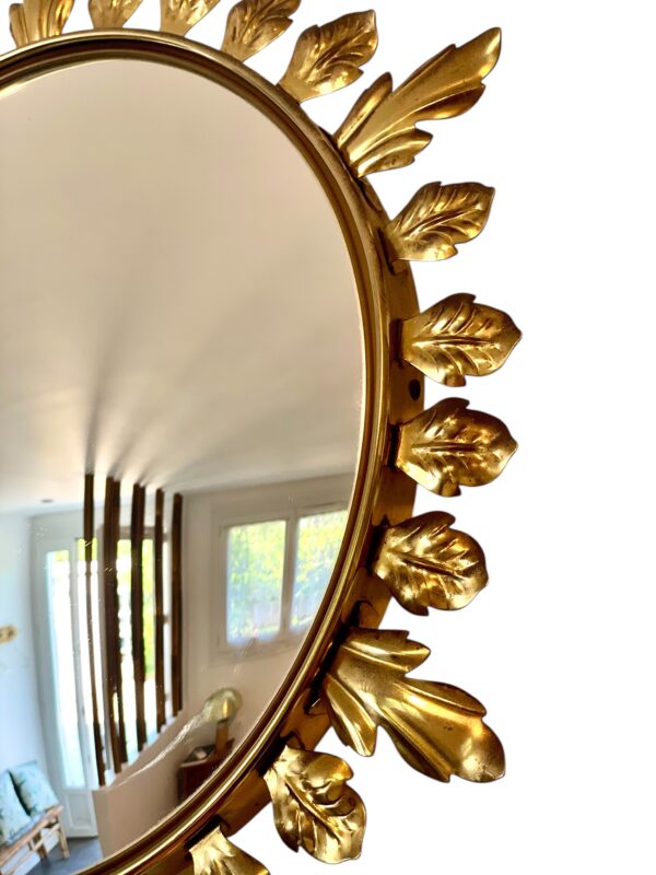 Convex Gilt Metal Sunburst Mirror