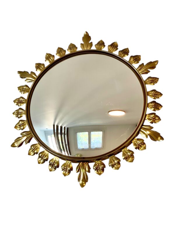 Convex Gilt Metal Sunburst Mirror