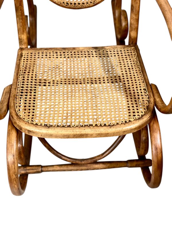 19th Century Rare Pair of Beechwood and Cane Rocking Chairs - Image 3