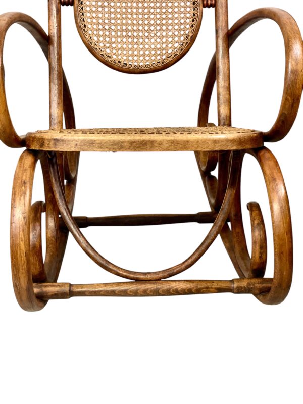 19th Century Rare Pair of Beechwood and Cane Rocking Chairs - Image 4