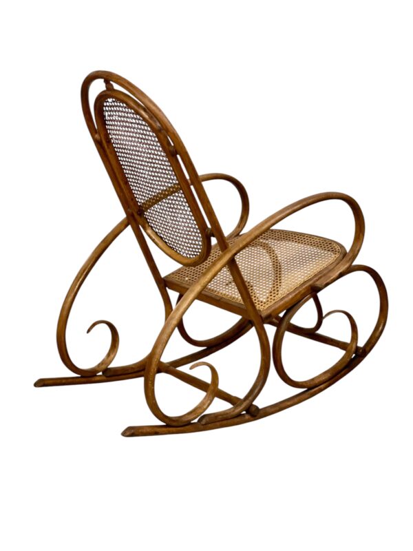 19th Century Rare Pair of Beechwood and Cane Rocking Chairs - Image 8