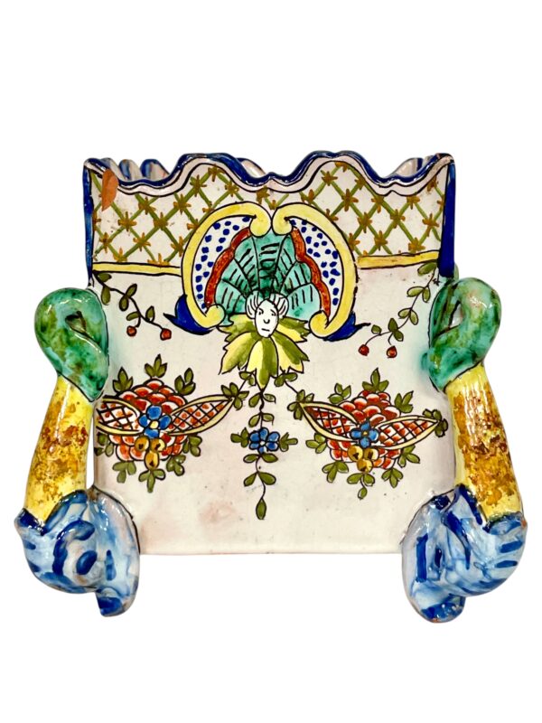 Pair of 19th Century Montagnon Polychrome Faience Cache-Pots from Nevers - Image 14