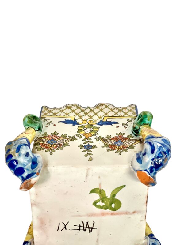 Pair of 19th Century Montagnon Polychrome Faience Cache-Pots from Nevers - Image 16