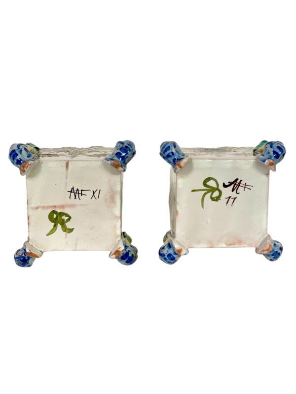 Pair of 19th Century Montagnon Polychrome Faience Cache-Pots from Nevers