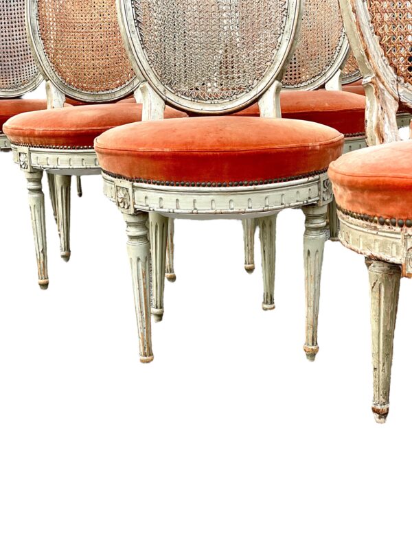 Rare Set of 14 Louis XVI Period Dining Chairs