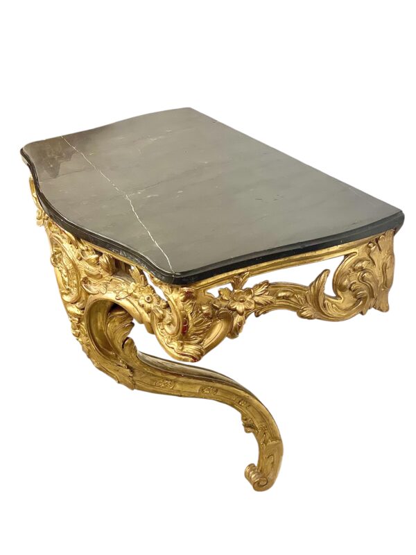 18th Century Louis XV Giltwood Console with Original Marble Top
