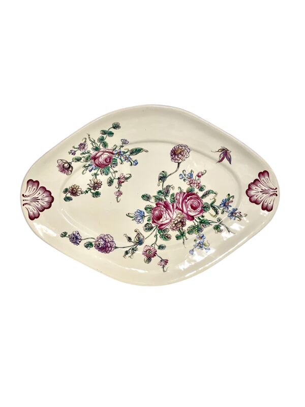 19th Century Faience Soup Tureen with Lid & Platter, Hand-Painted