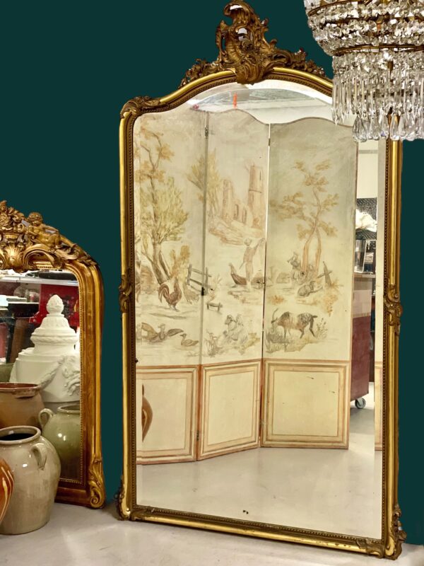 19th Century Large Giltwood Bevelled Rococo Mirror - Image 11