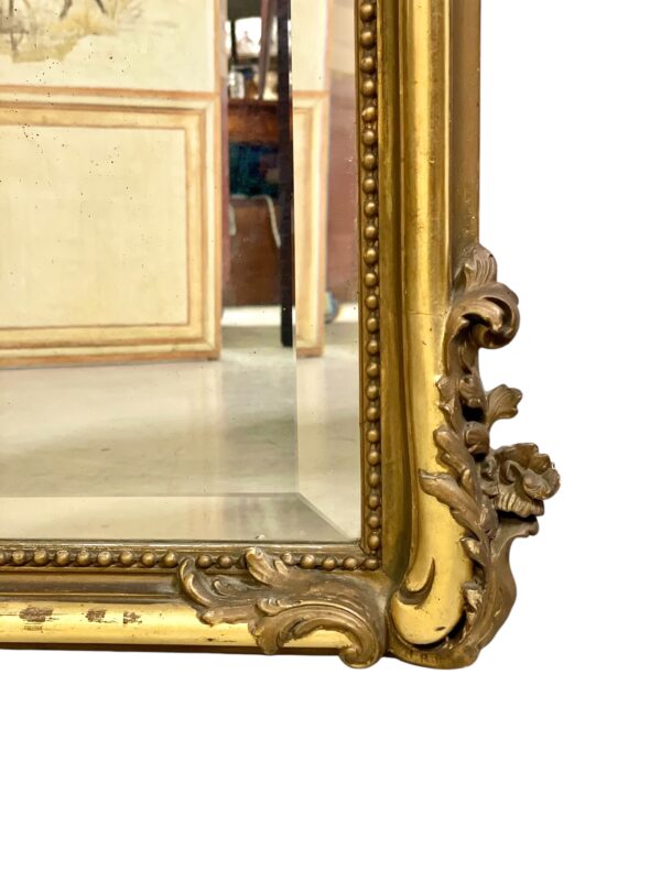 19th Century Large Giltwood Bevelled Rococo Mirror