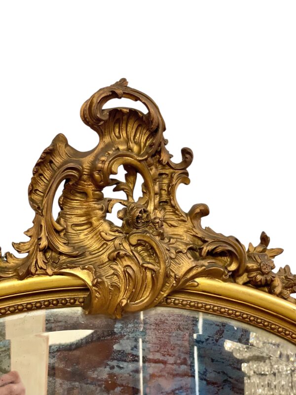 19th Century Large Giltwood Bevelled Rococo Mirror - Image 14