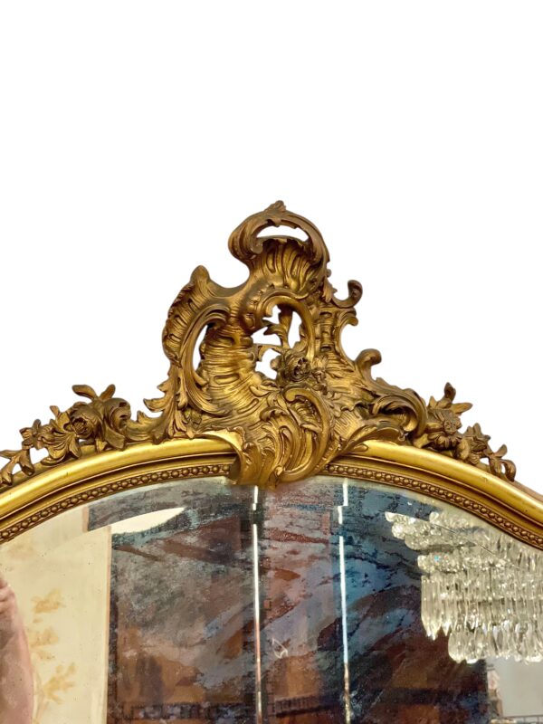 19th Century Large Giltwood Bevelled Rococo Mirror - Image 19