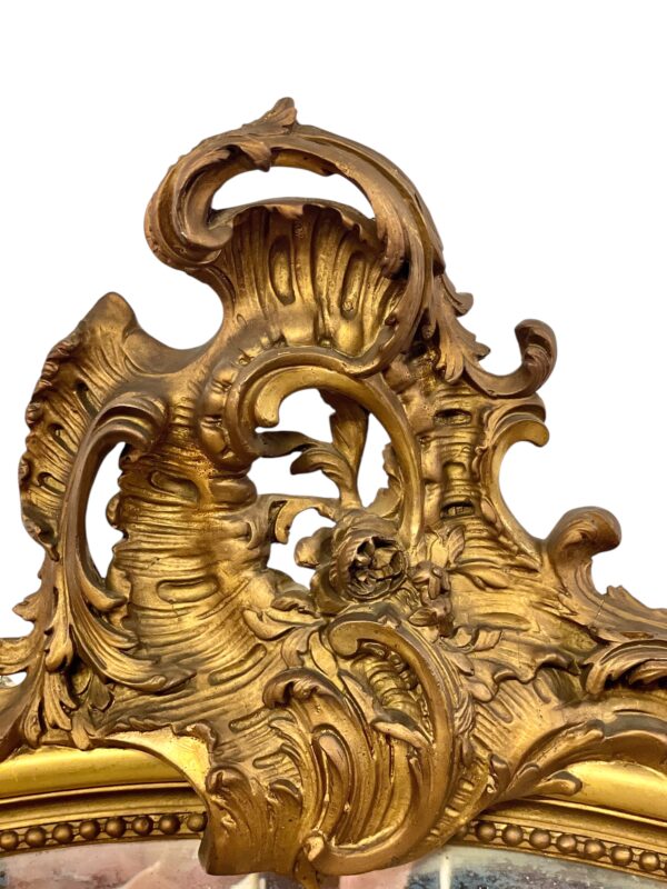 19th Century Large Giltwood Bevelled Rococo Mirror