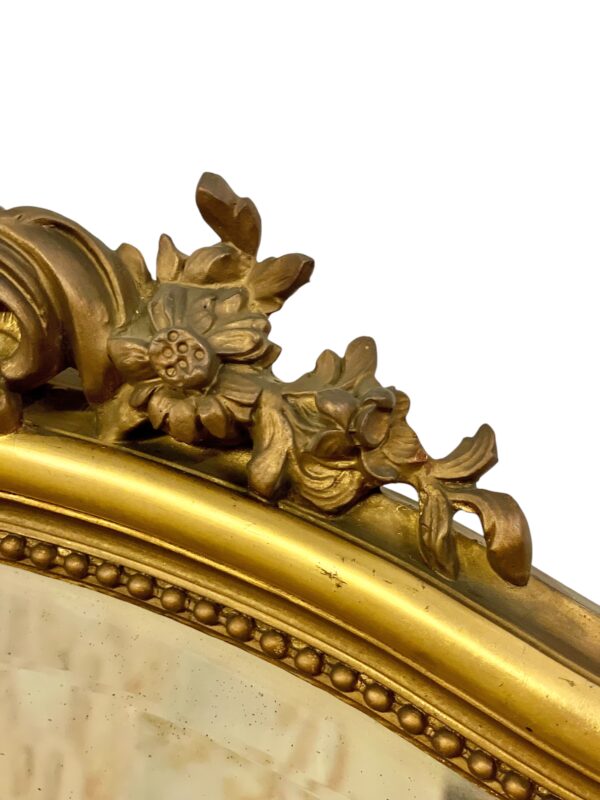 19th Century Large Giltwood Bevelled Rococo Mirror