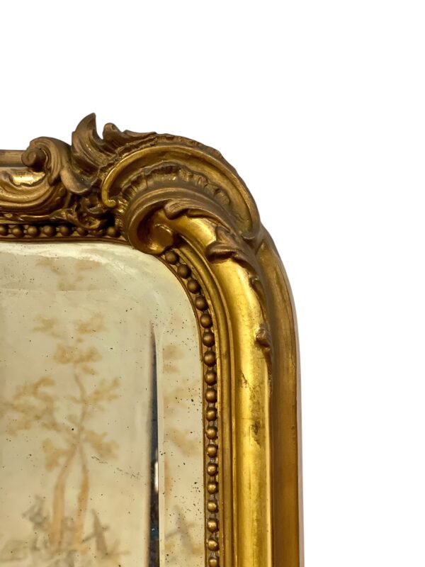 19th Century Large Giltwood Bevelled Rococo Mirror - Image 5