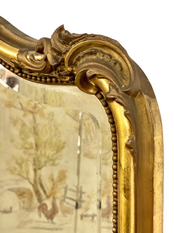 19th Century Large Giltwood Bevelled Rococo Mirror