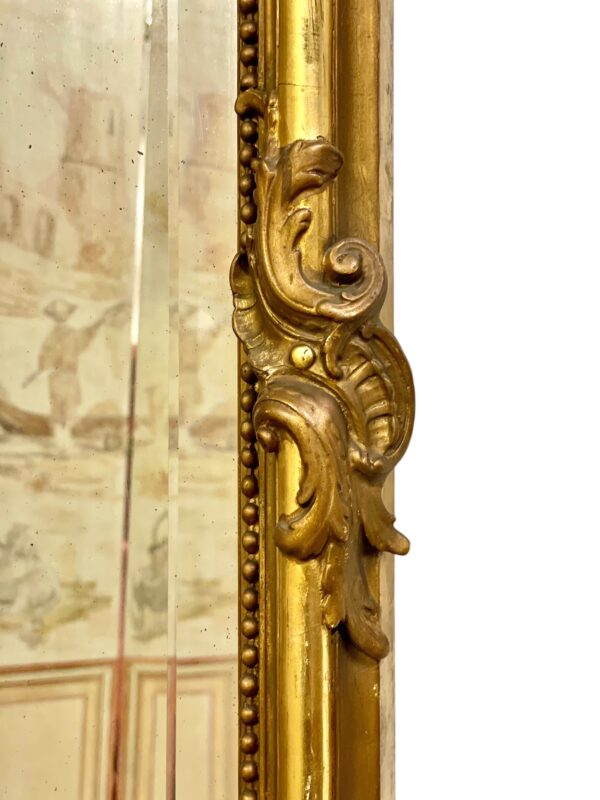 19th Century Large Giltwood Bevelled Rococo Mirror
