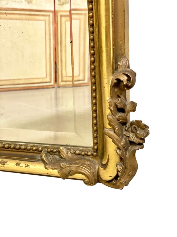 19th Century Large Giltwood Bevelled Rococo Mirror