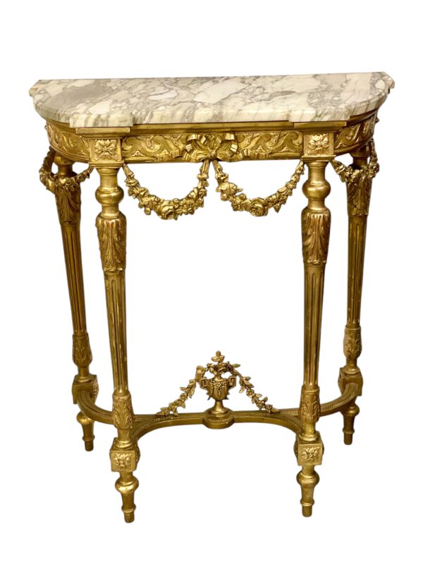 19th Century Louis XVI Style Giltwood Console with Original Marble Top