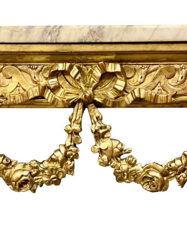 19th Century Louis XVI Style Giltwood Console with Original Marble Top