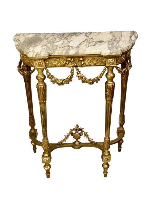 19th Century Louis XVI Style Giltwood Console with Original Marble Top