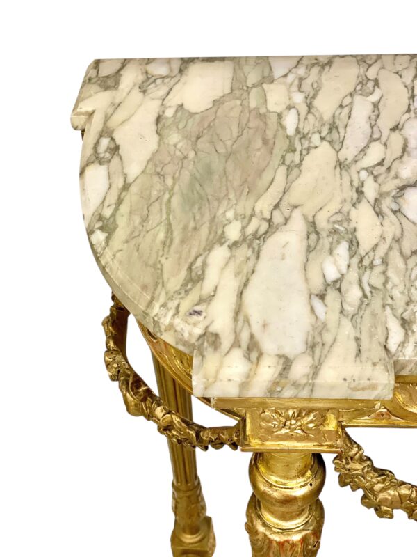 19th Century Louis XVI Style Giltwood Console with Original Marble Top