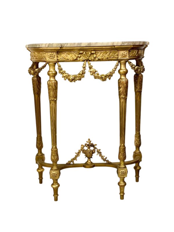 19th Century Louis XVI Style Giltwood Console with Original Marble Top - Image 20