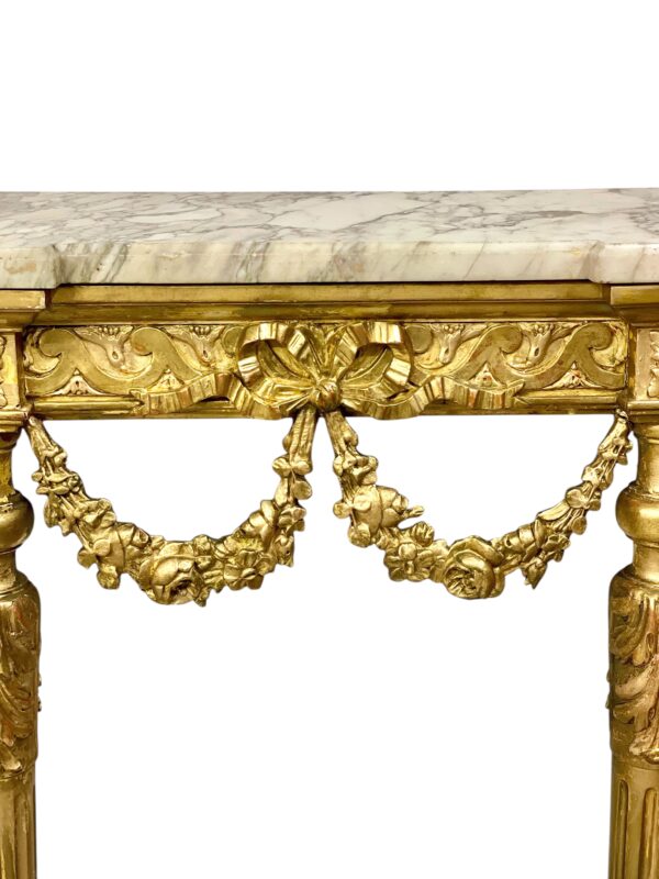 19th Century Louis XVI Style Giltwood Console with Original Marble Top