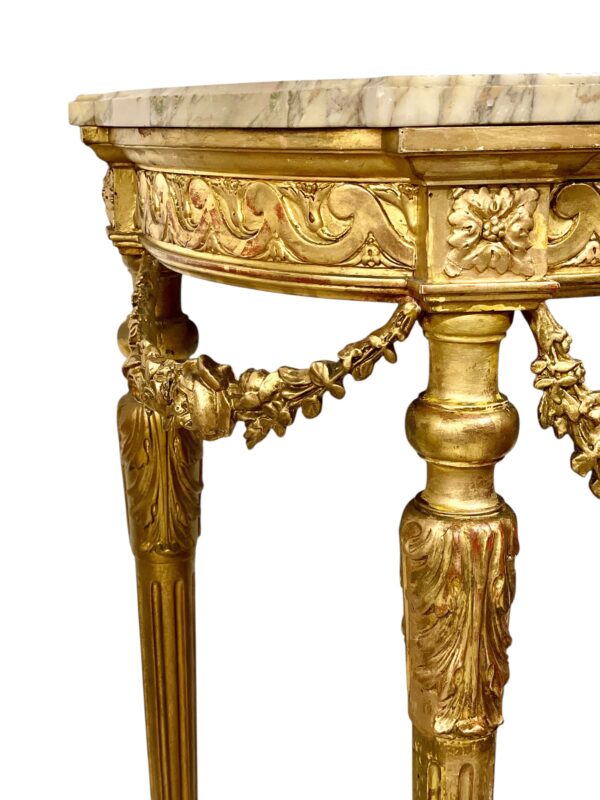 19th Century Louis XVI Style Giltwood Console with Original Marble Top