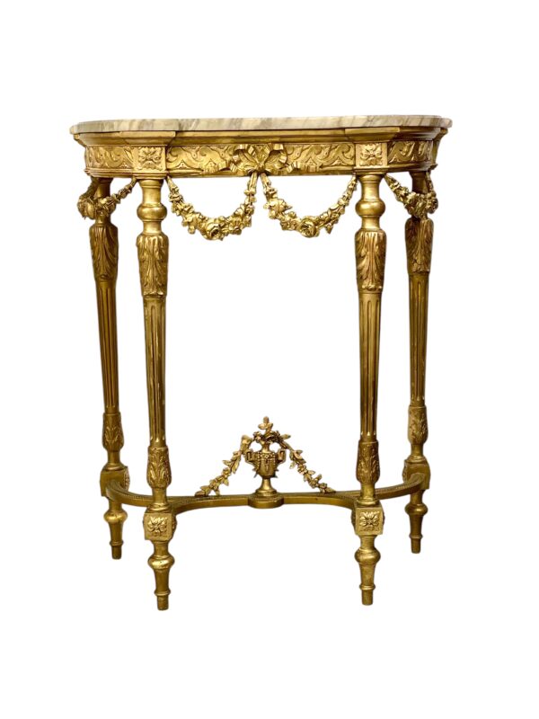 19th Century Louis XVI Style Giltwood Console with Original Marble Top