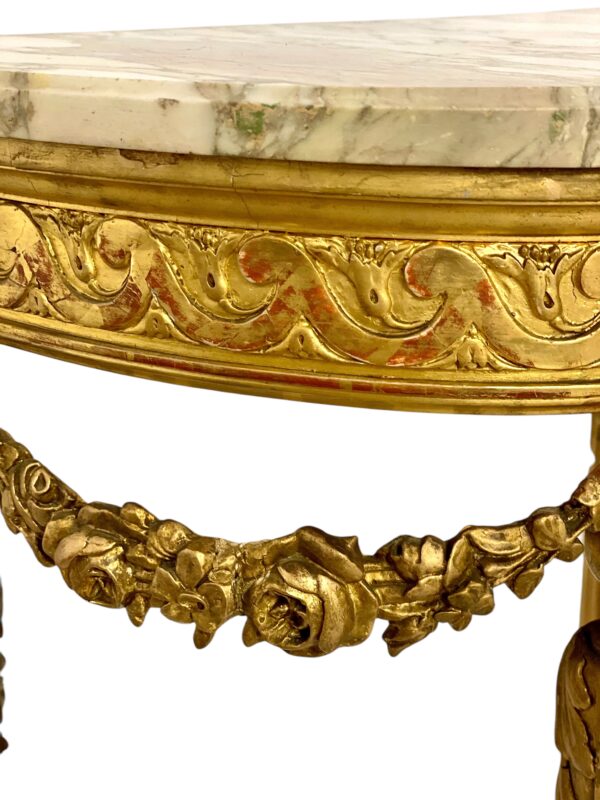 19th Century Louis XVI Style Giltwood Console with Original Marble Top