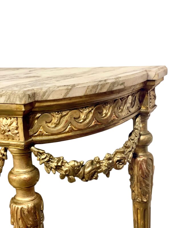 19th Century Louis XVI Style Giltwood Console with Original Marble Top