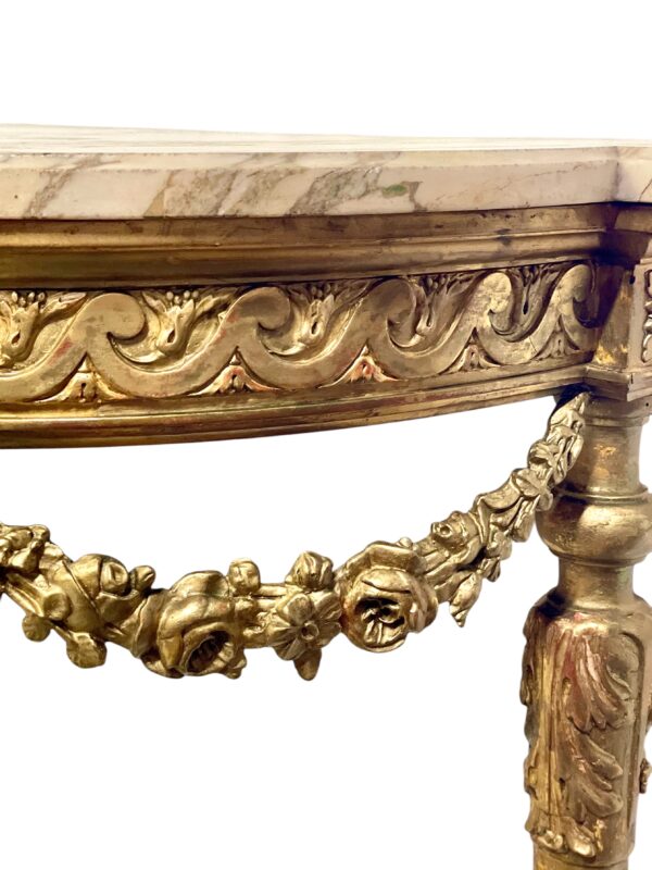 19th Century Louis XVI Style Giltwood Console with Original Marble Top
