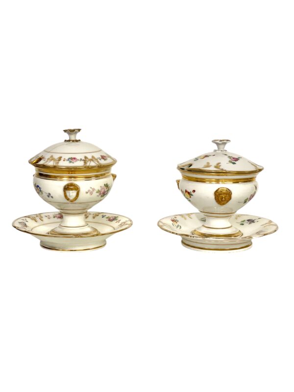 19th Century Pair of Paris Porcelain Lidded Confituriers