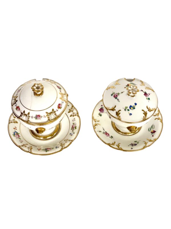 19th Century Pair of Paris Porcelain Lidded Confituriers