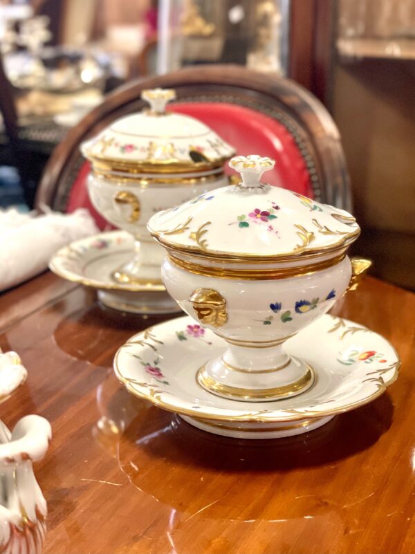 19th Century Pair of Paris Porcelain Lidded Confituriers