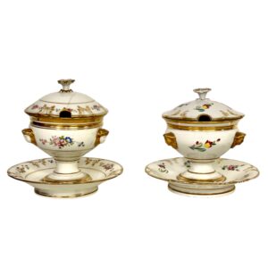 19th Century Pair of Paris Porcelain Lidded Confituriers