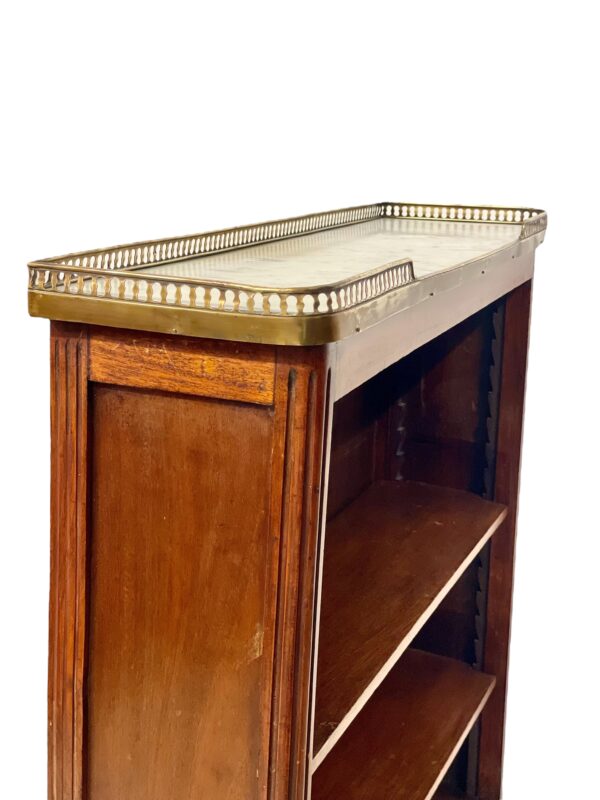 Bookshelf or Bibus with Marble Top and Brass Gallery, 19th Century