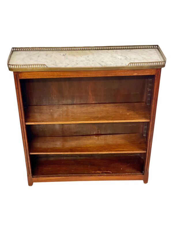 Bookshelf or Bibus with Marble Top and Brass Gallery, 19th Century