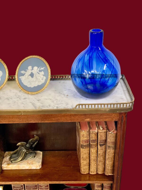 Bookshelf or Bibus with Marble Top and Brass Gallery, 19th Century