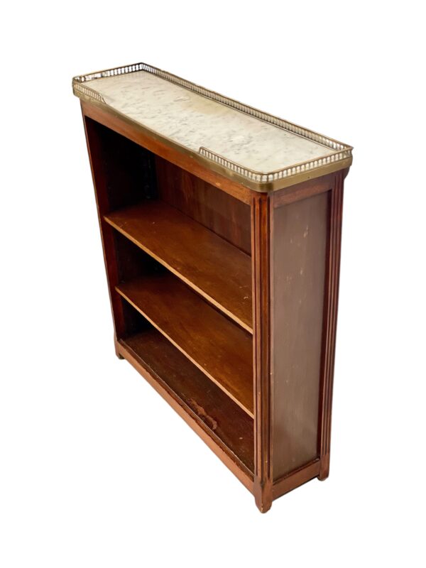 Bookshelf or Bibus with Marble Top and Brass Gallery, 19th Century