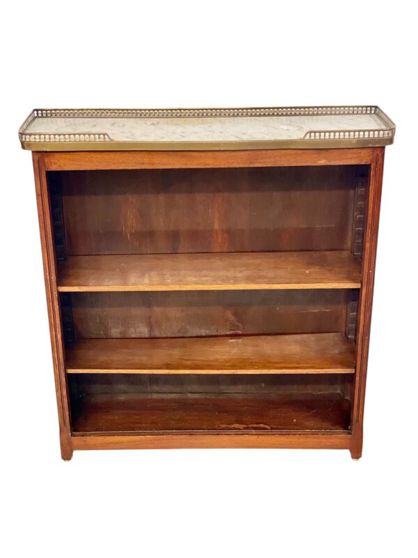 Bookshelf or Bibus with Marble Top and Brass Gallery, 19th Century