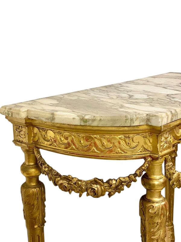 19th Century Louis XVI Style Giltwood Console with Original Marble Top