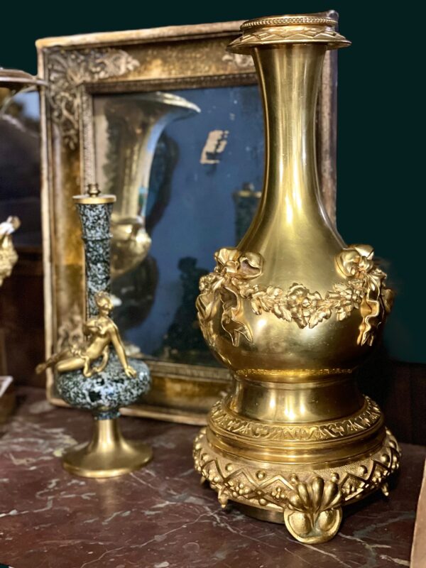 Louis XVI Gilt Bronze Table Lamp with Roses and Ribbons, 19th Century - Image 20