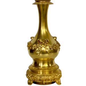Louis XVI Gilt Bronze Table Lamp with Roses and Ribbons, 19th Century